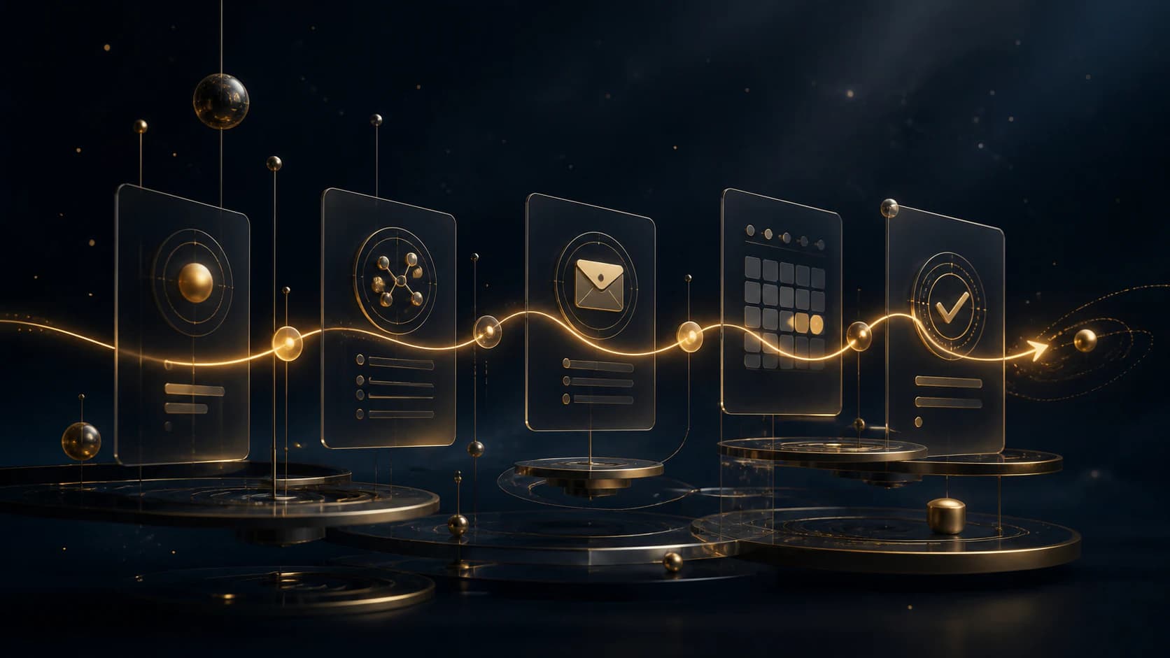 A lead moving through connected booking and follow-up stages